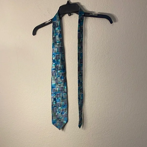 J. Garcia Abstract Blue and Green Tie - Picture 4 of 6